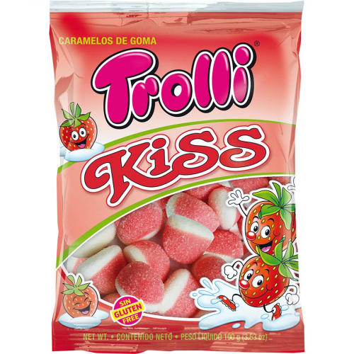 Besos de fresa de Trolli (Bolsa de 100) – Caja de 12 unidades