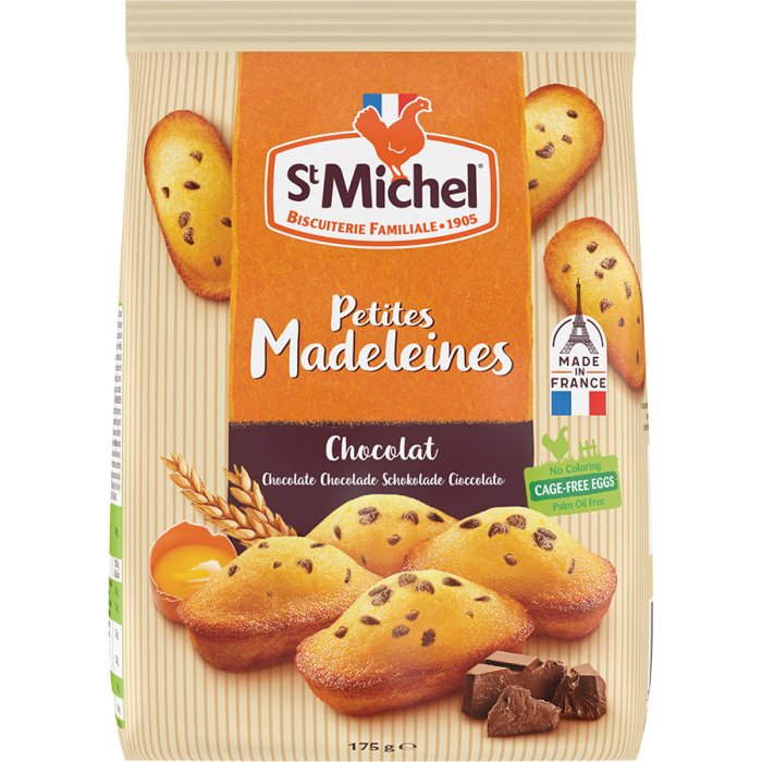 Mini madeleines con pepitas de chocolate de Saint Michel (Bolsa de 175 g) – Caja de 12 unidades