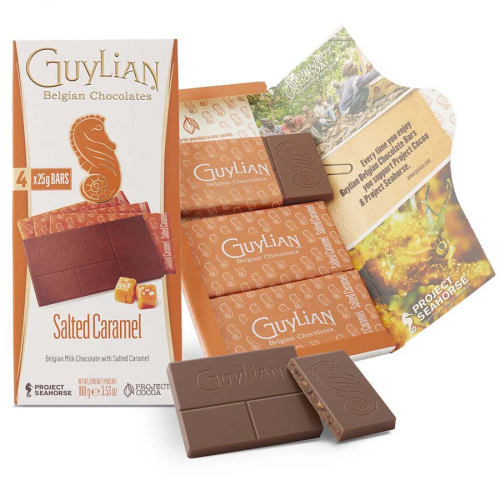 Tableta de chocolate con leche, caramelo y sal de Guylian (100 g) – Caja de 12 unidades